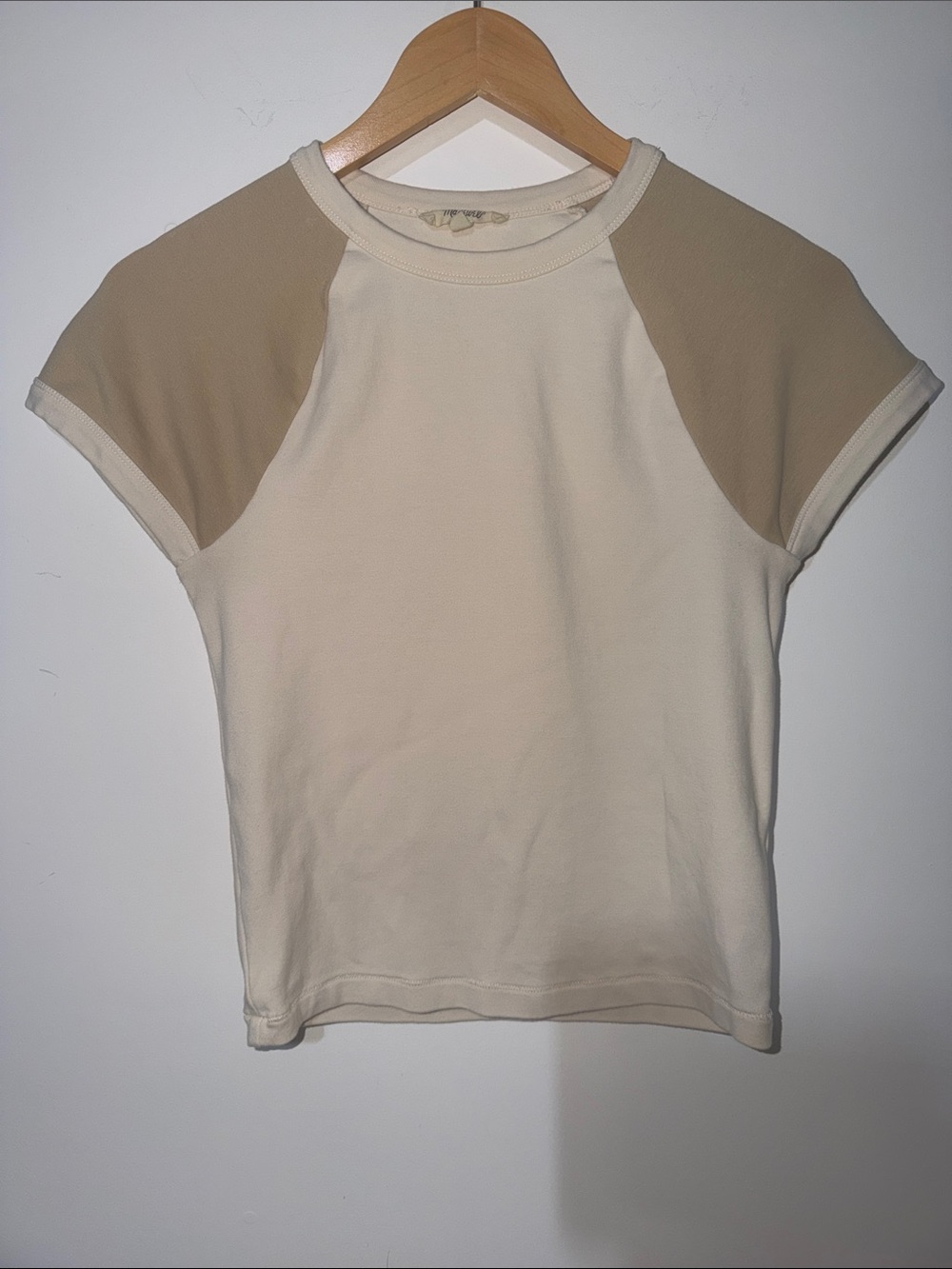 Madewell Cream and Beige Raglan Sleeve Women's Top size small